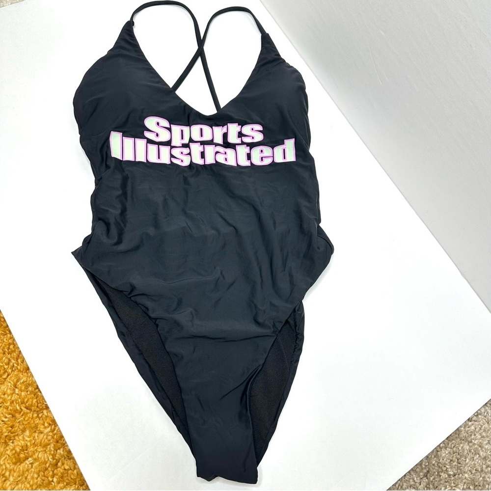 Sports Illustrated Swimsuit One Piece White & Pink Logo NWT Size 10 SI Logo
